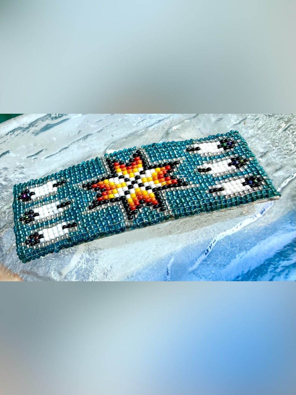 Southwestern Handmade Beaded Barrette – Starburst Pattern – Brand New